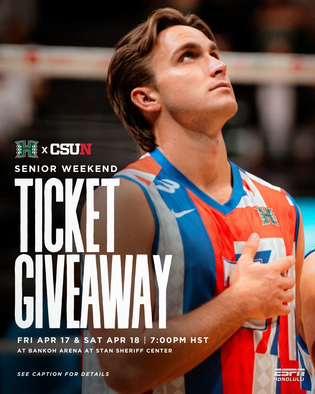 🏐 Final Ticket Giveaway of the Season 🌈

Help us celebrate senior Vladimir Kubr as UH Men's Volleyball hosts CSUN Men's Volleyball!

We&rsquo;re giving away 4 pairs of tickets to EACH match &mdash; 8 total winners! 🎟️

📅 April 17 &ndash; 7:00 PM
