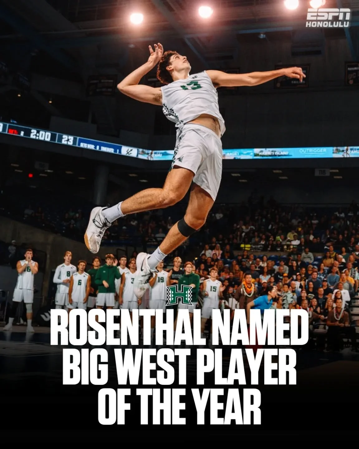 Tread Rosenthal adds his name to Hawai&lsquo;i history 🌈🏐

The Rainbow Warriors setter was named Big West Player of the Year after leading UH to a regular season title and directing one of the nation&rsquo;s top offenses.

📊 10.63 assists/set (No.