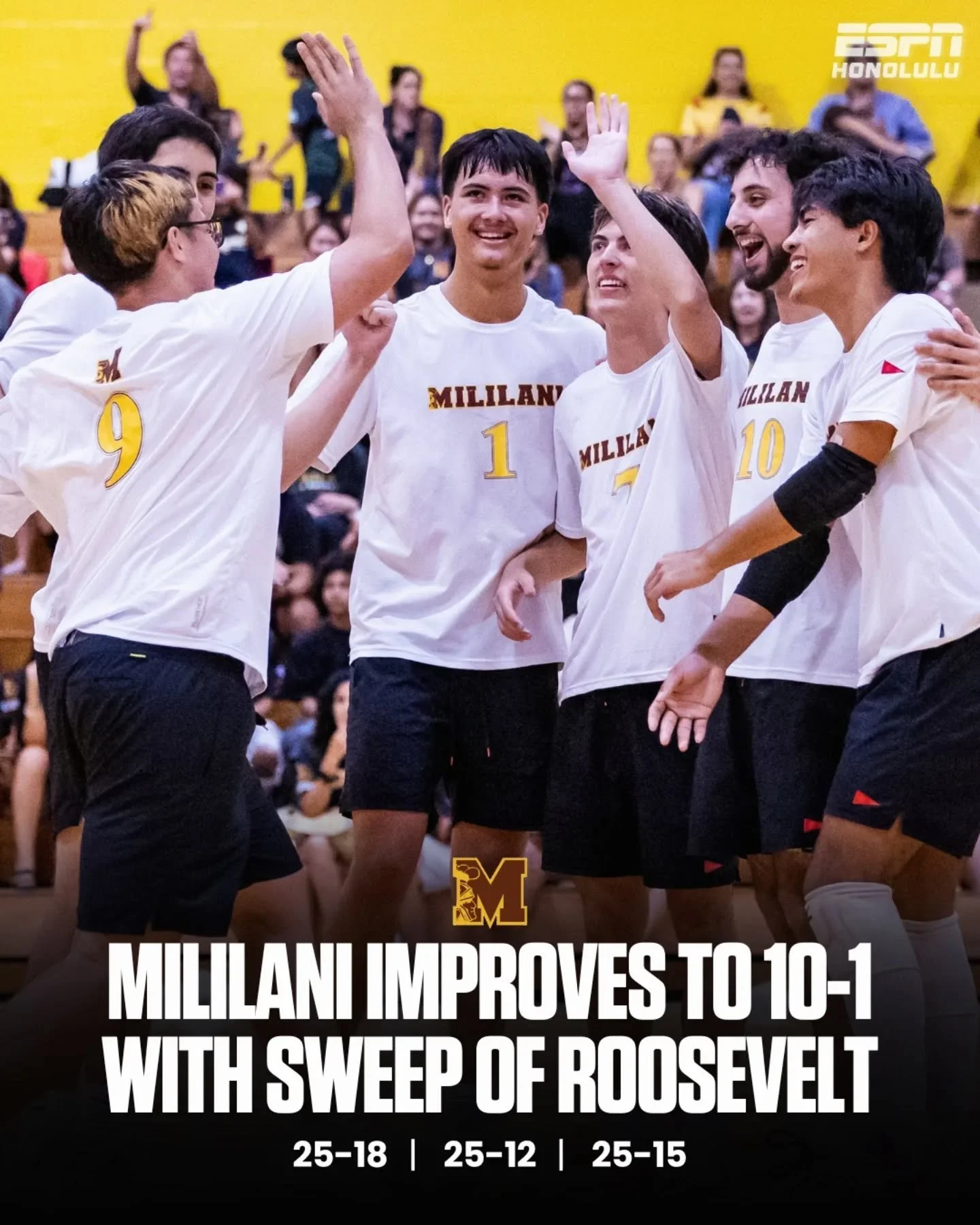 The Trojans sweep Roosevelt in straight sets (25-18, 25-12, 25-15) to improve to 10-1. 🏐

📸 @lorimckeownphotography