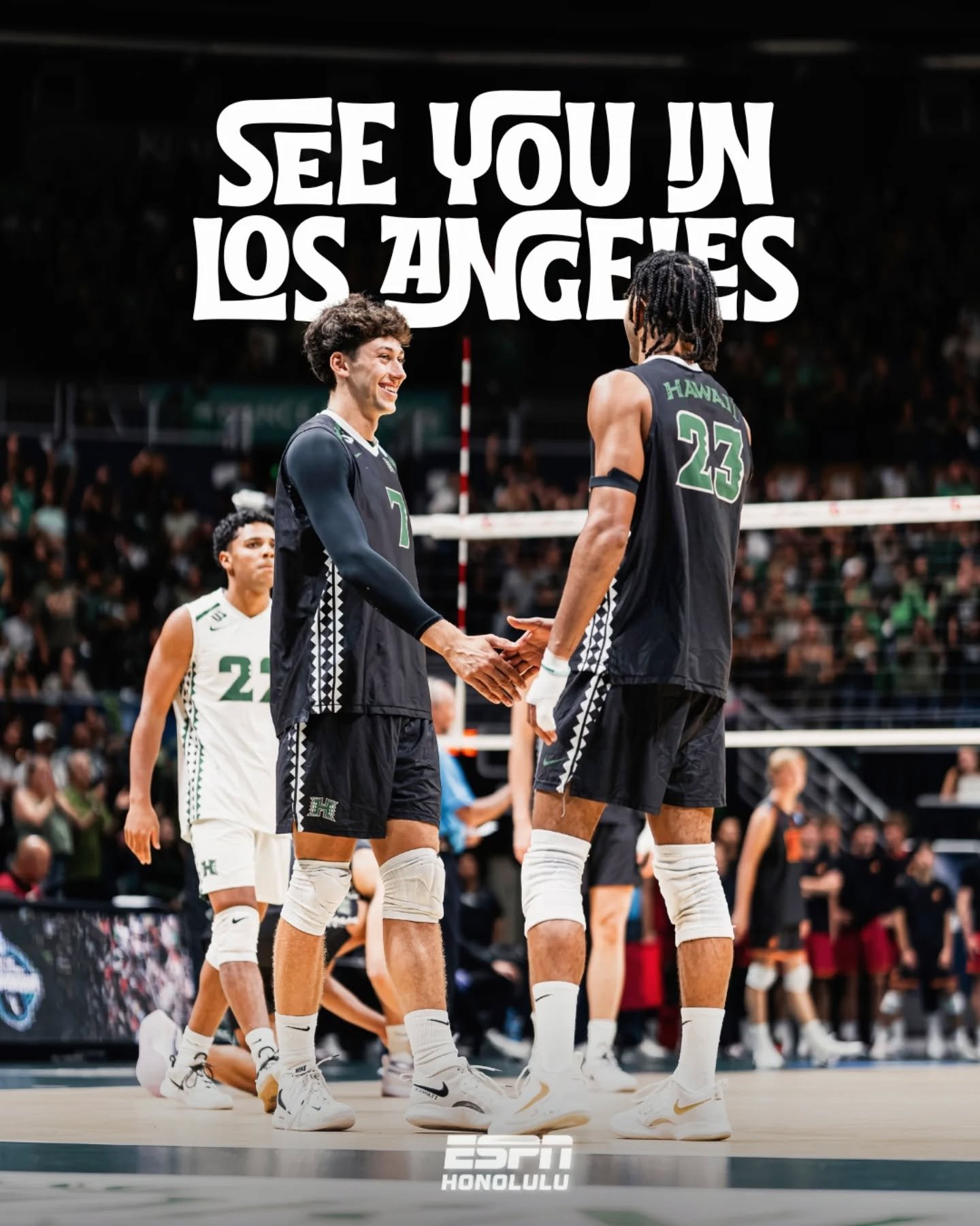 Record crowd. Final Four bound. 🌈🏐

10,300 tickets issued as Hawai&lsquo;i takes down USC in a four-set thriller.

A rematch with Long Beach State awaits in the semis on May 9th at Pauley Pavilion at 3:30pm HST

You can listen live on ESPN Honolulu