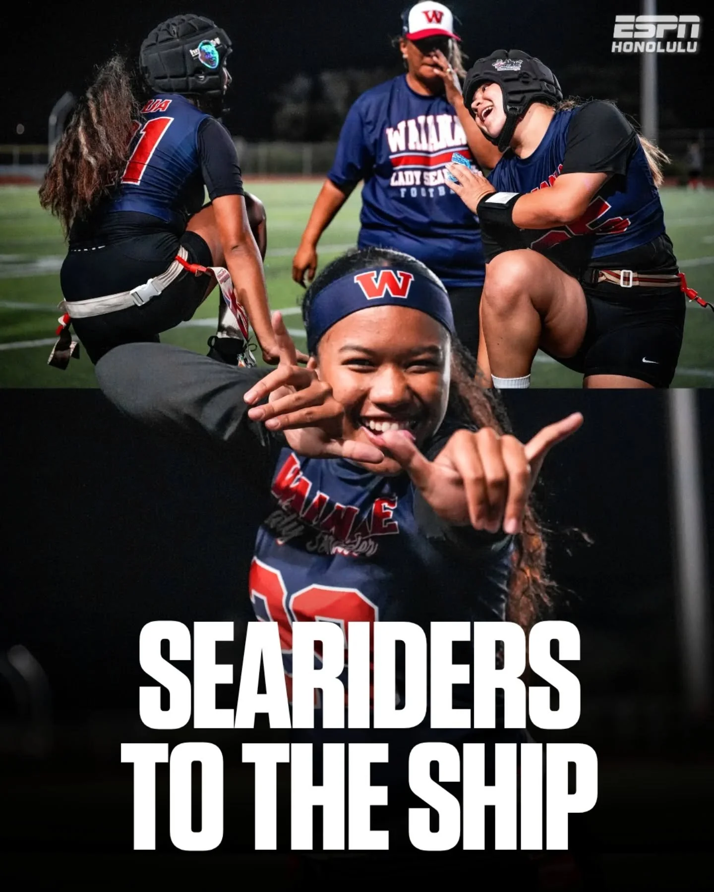 Wai'anae is headed to the OIA flag football championship. 🌊🏈

The Seariders pulled away for a 27-6 semifinal win over Campbell and will now battle Moanalua tonight with the title on the line. 🏆

📸 @pineapple.production_