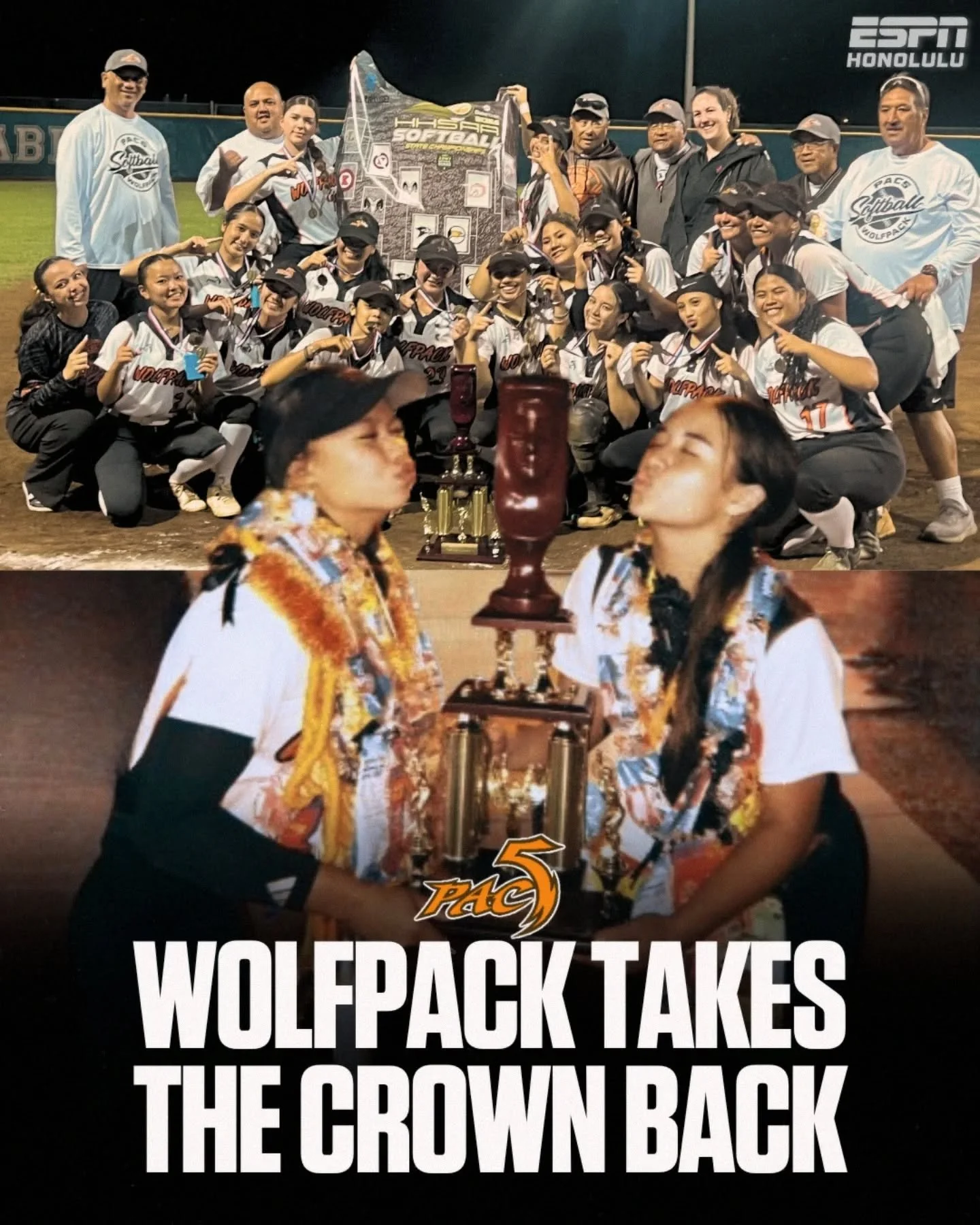 Wolfpack takes the crown back. 🐺🥎🏆

#ICYMI: PAC-5 outlasted Nānākuli 7-6 to capture the Division II softball state championship &mdash; the program&rsquo;s first state title since 2023 and seventh overall.

Congrats @pac5wolfpacksoftball!