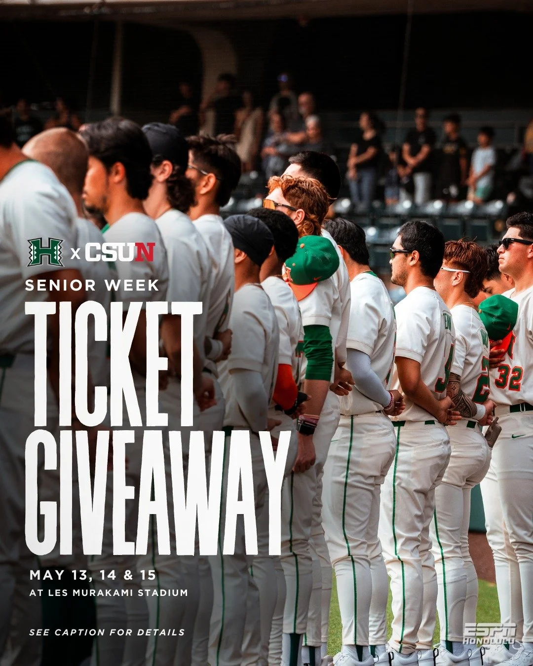 Senior Week at the Les ⚾️🌈 S

Join UH Baseball as the &rsquo;Bows celebrate their seniors this week as they face CSUN Baseball at the Les Murakami Stadium.

Honoring:
Ben Zeigler-Namoa
Kamana Nahaku
Draven Nushida
Gabe Wright
Kody Watanabe
Garrett G