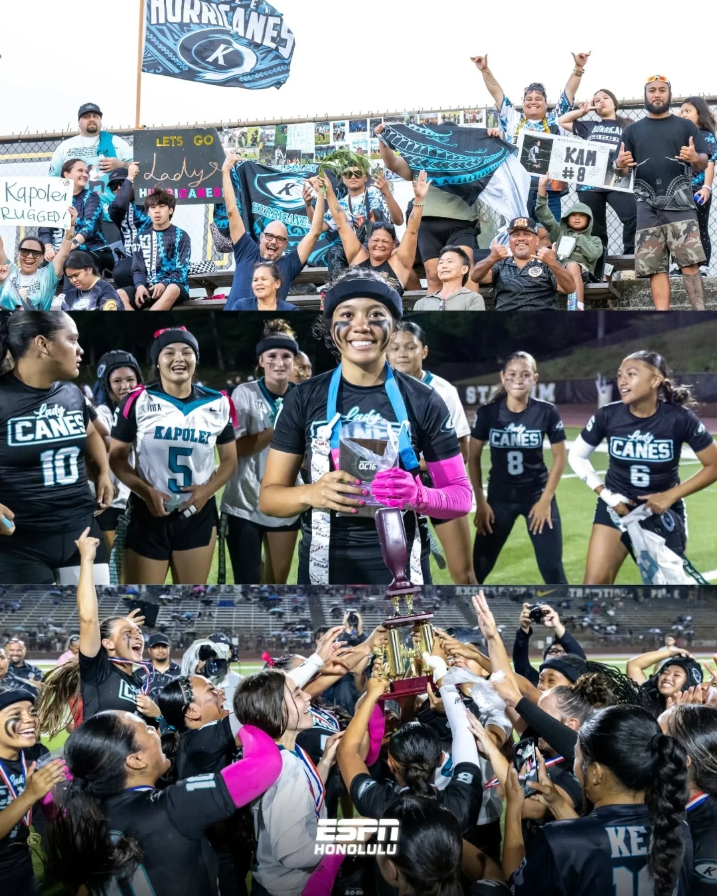 Saturday night was one to remember 🏈🌀

Congratulations to Kapolei and Maryknoll for being part of the first-ever HHSAA Division II girls flag football state championship showdown.

Two teams that left it all on the field from start to finish.

📸 @