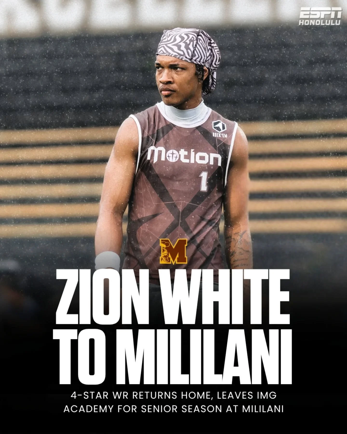Zion White is coming home.

Brandon Huffman reported that 4-star wide receiver Zion White is returning home and will play his senior season at Mililani after spending the past year at IMG Academy.

The former Punahou standout heads back to the Island