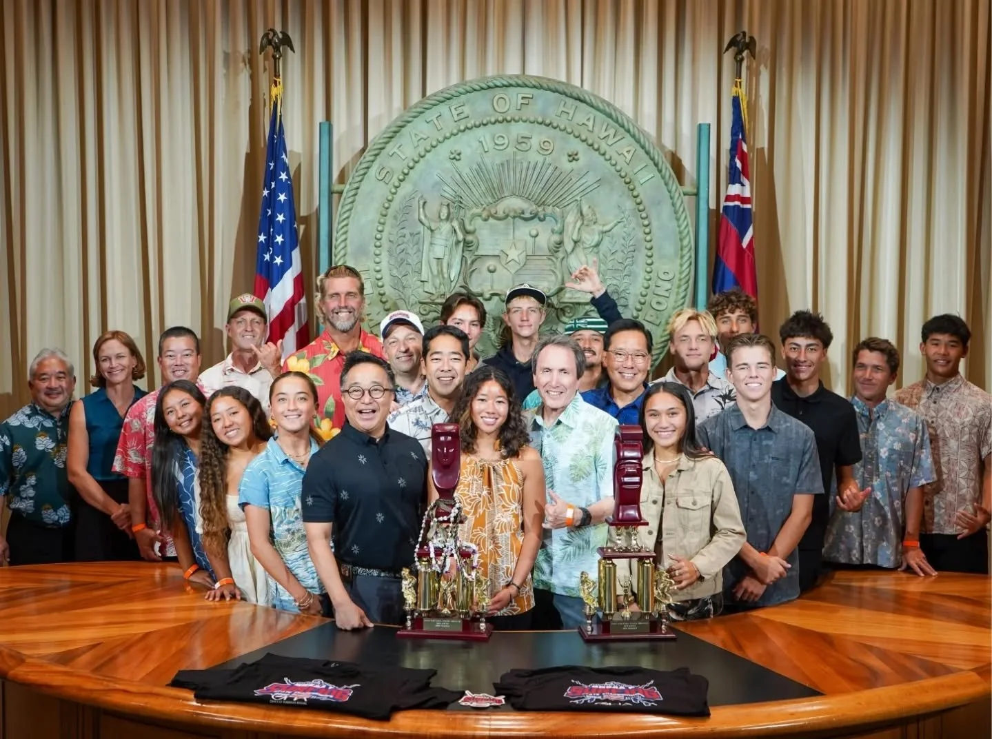 History honored at the State Capitol. 🌊🏆

Governor Green recognized the champions of the inaugural 2026 HHSAA Surfing State Championships today, celebrating the student-athletes who made history in Hawai&lsquo;i's first official HHSAA surfing seaso