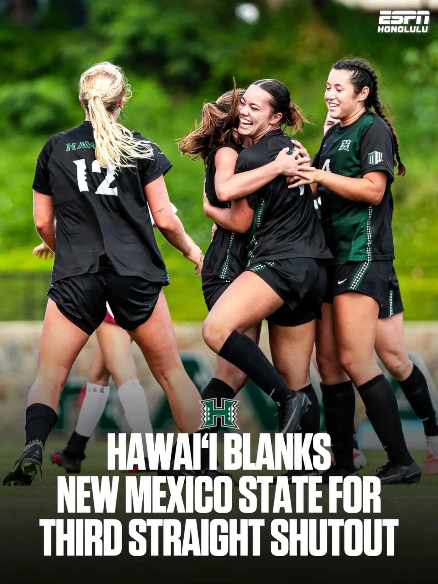 Three straight shutouts. 🔒⚽️

The Rainbow Wahine stayed hot with a 3-0 win over New Mexico State, getting second-half goals from Anuhea Aluli, Jas Cayetano and Tatum Porter.

Hawaiʻi has now outscored its opponents 12-0 during its three-match winnin