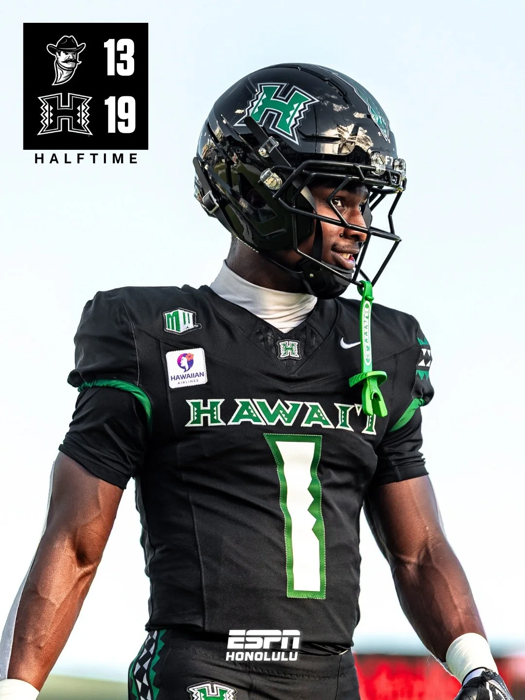Rainbow Warriors up by 6 at the half. 

Halftime: Hawai'i 19, New Mexico St. 13

📸 @garin_pog