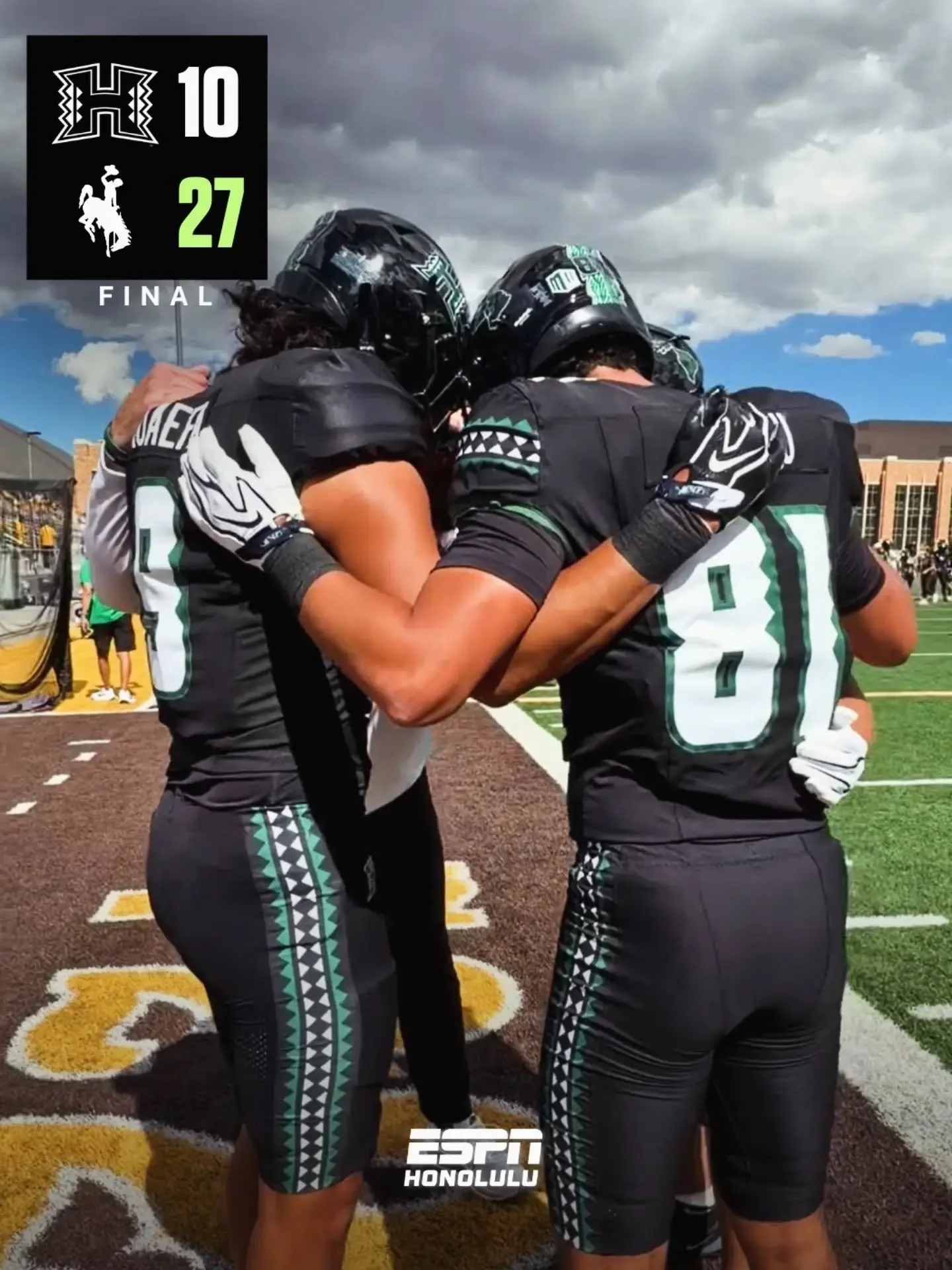 Final from Wyoming. 

Hawai'i 10, Wyoming 27