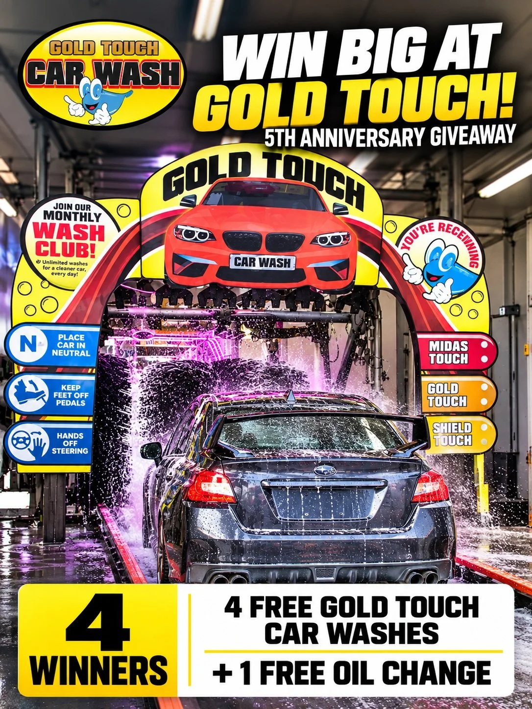 🚨 THERE&rsquo;S STILL TIME TO ENTER! 🚨

Celebrate Gold Touch Car Wash&rsquo;s 5th anniversary with a chance to win! 🎉🚗💦

FOUR winners will each receive:
🔥 4 FREE Gold Touch Car Washes
🔥 1 FREE oil change from @midashawaii

Enter now through Oc