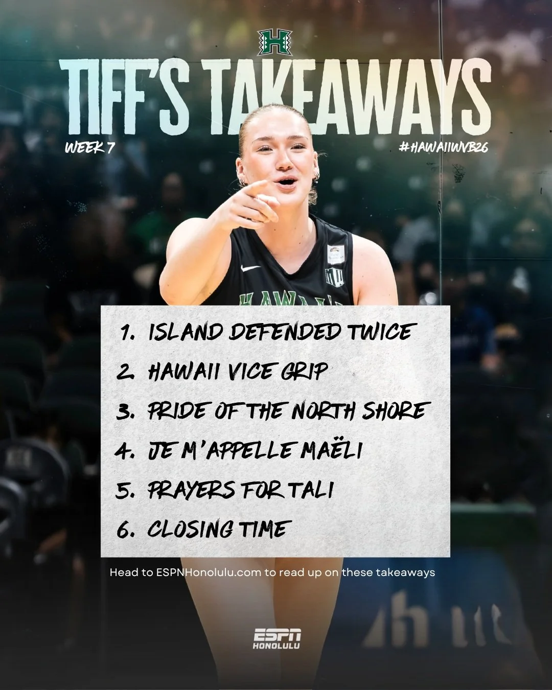#ICYMI: The Rainbow Wahine remain unbeaten in Mountain West play at 6-0 after back-to-back sweeps of San Jos&eacute; State, extending their winning streak to six matches and 18 consecutive sets!

In Week 7 of Tiff&rsquo;s Takeaways, Tiff Wells breaks