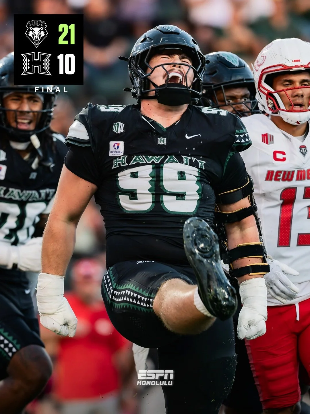 After taking a 10-0 lead into halftime, the Rainbow Warriors were held scoreless in the second half as New Mexico rallied for a 21-10 victory on Homecoming night.

Hawaiʻi falls to 1-6 on the season.

@shotbyjac3