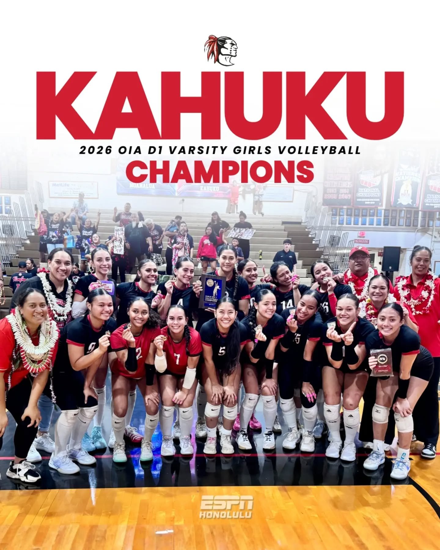 BACK-TO-BACK CHAMPS! 🏆🏐

Kahuku defeats Moanalua in four sets, 25-23, 25-14, 23-25, 25-22, to capture its 17th OIA girls volleyball championship and second straight league title!

📸 @lorimckeownphotography