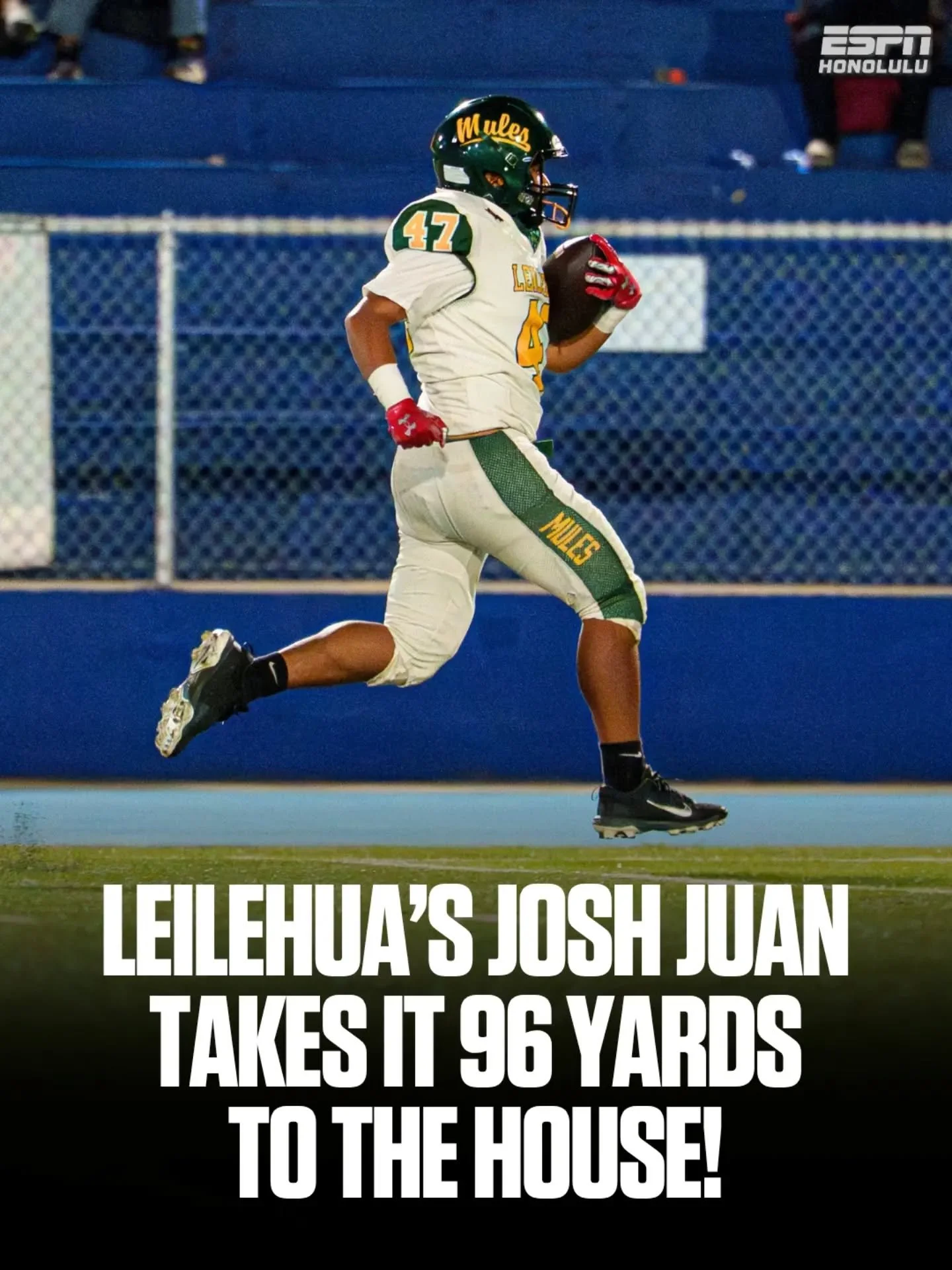 96 YARDS TO THE HOUSE! 🏈🔥

What a moment for Leilehua&rsquo;s Josh Juan, who scored his first touchdown on an incredible 96-yard play against Campbell! 🤙🏽

📸 @leavinggmarcs