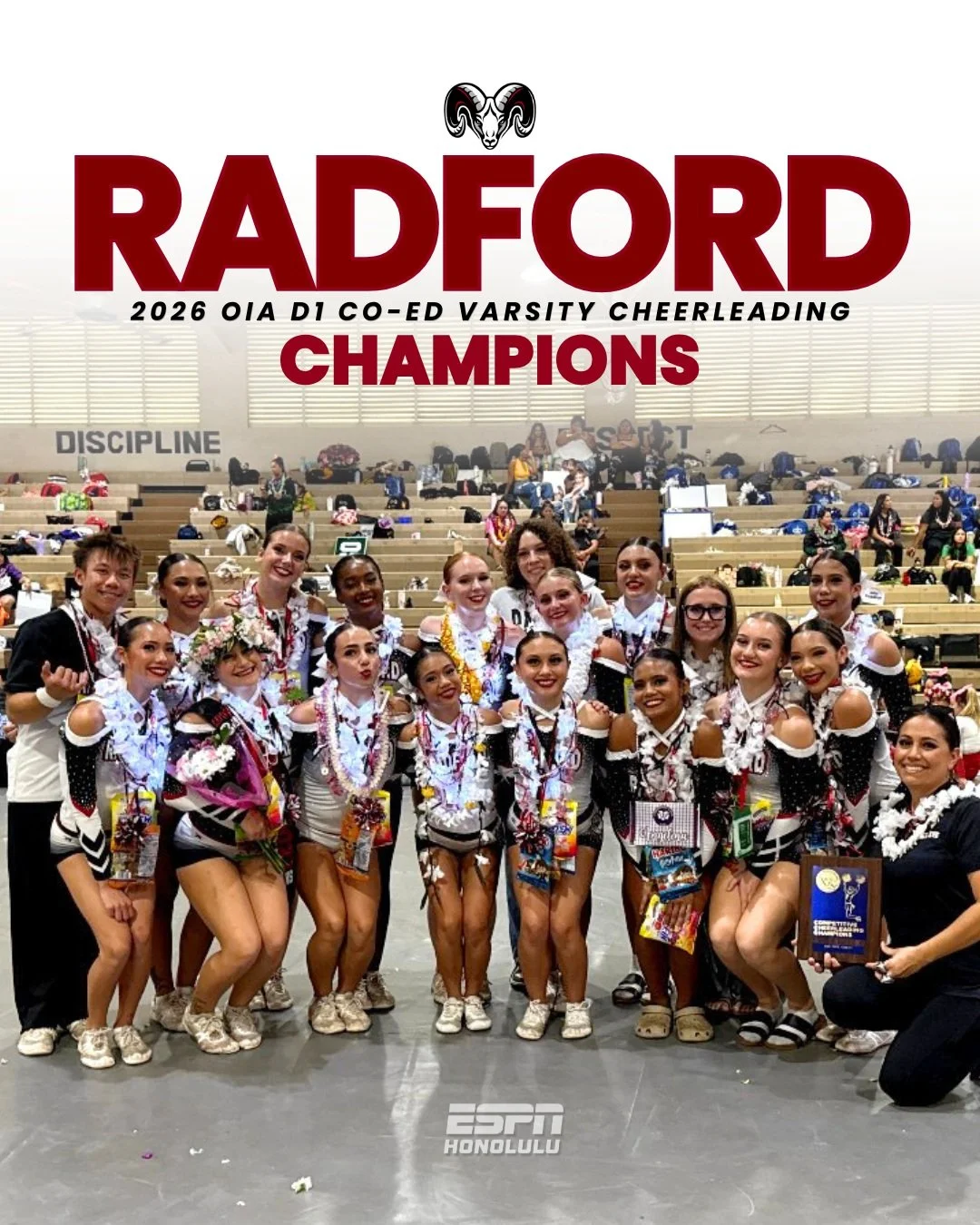 OIA D1 CO-ED CHAMPS! Congrats @radfordcheer! 🎉🐏⬇️