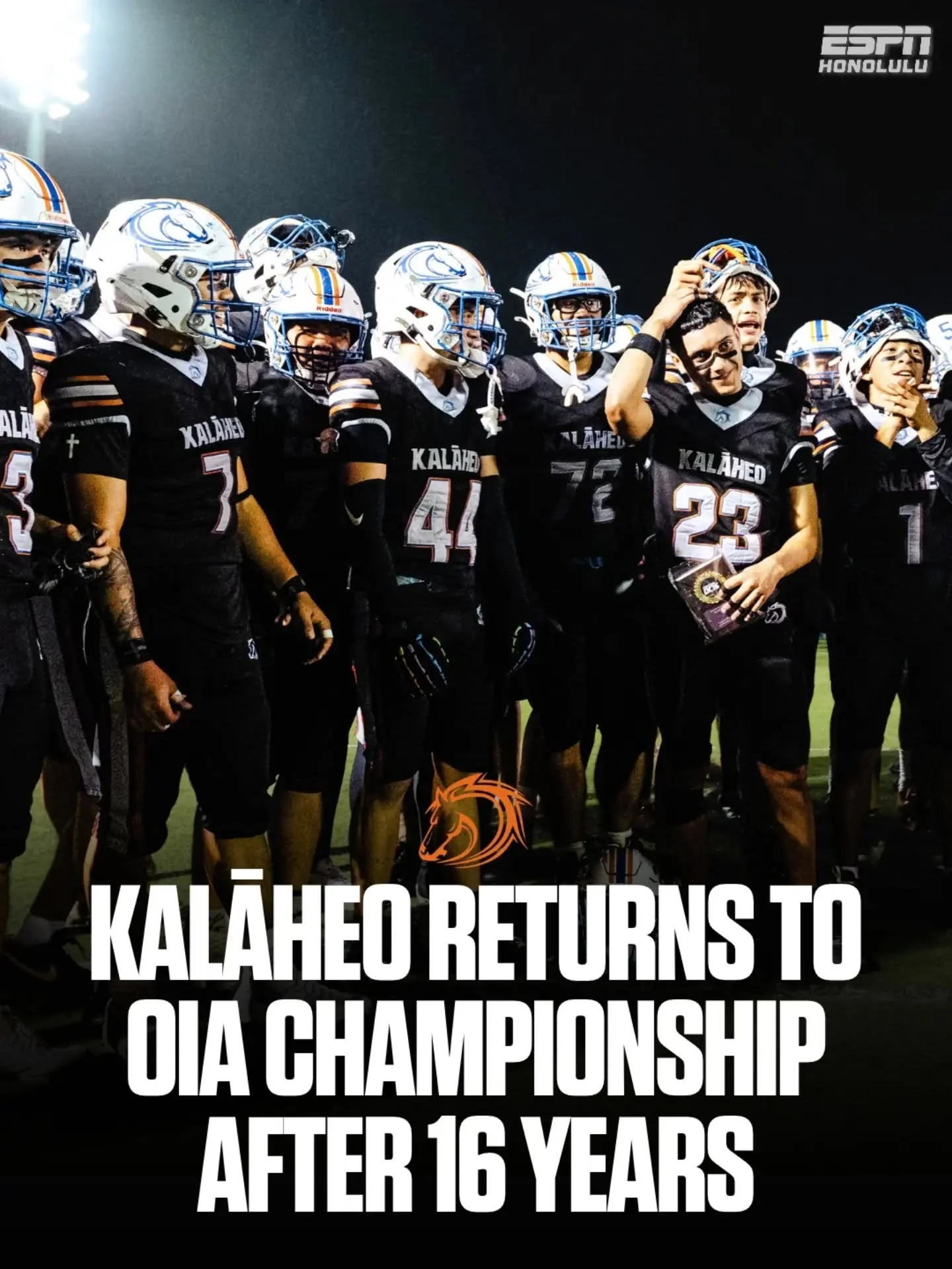 KALĀHEO IS CHAMPIONSHIP BOUND! 🏈🔥

For the first time since 2010, Kalāheo is headed back to the OIA championship game! The Mustangs defeated Castle, 31-13, Thursday night at Farrington to punch their ticket to the title game.

📸 @pineapple.product
