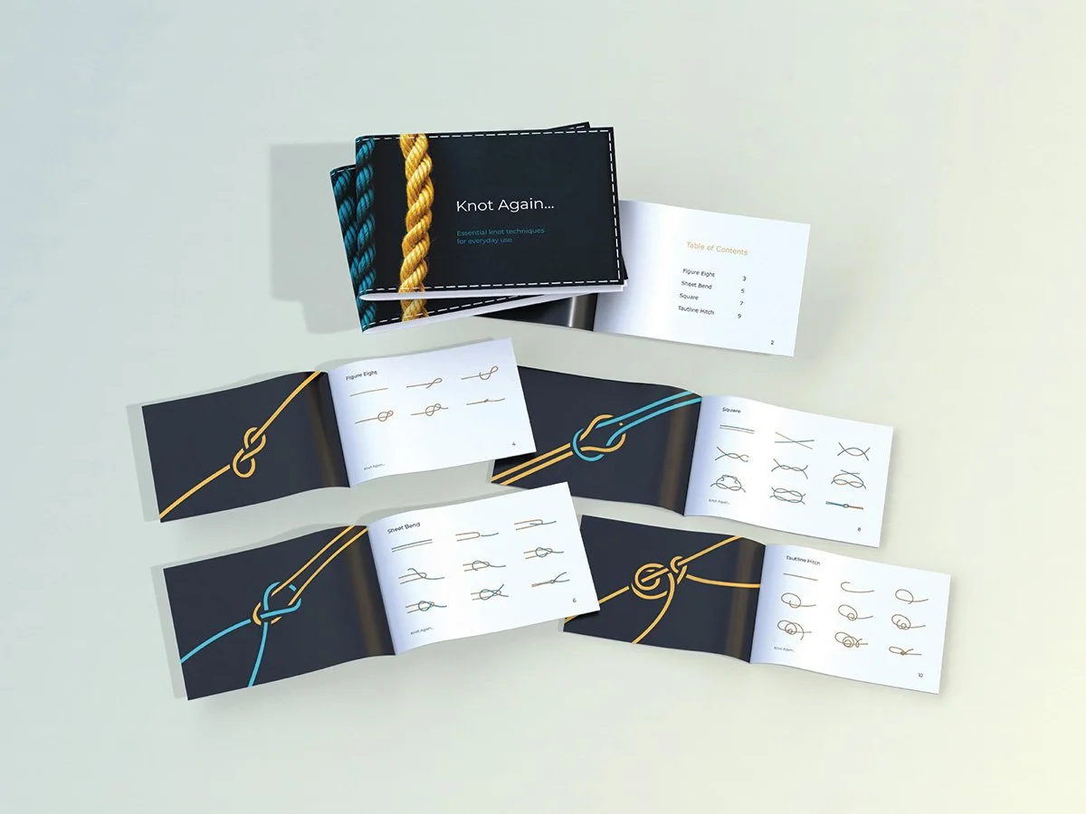 An instructional booklet that shows step by step instructions for tying knots.