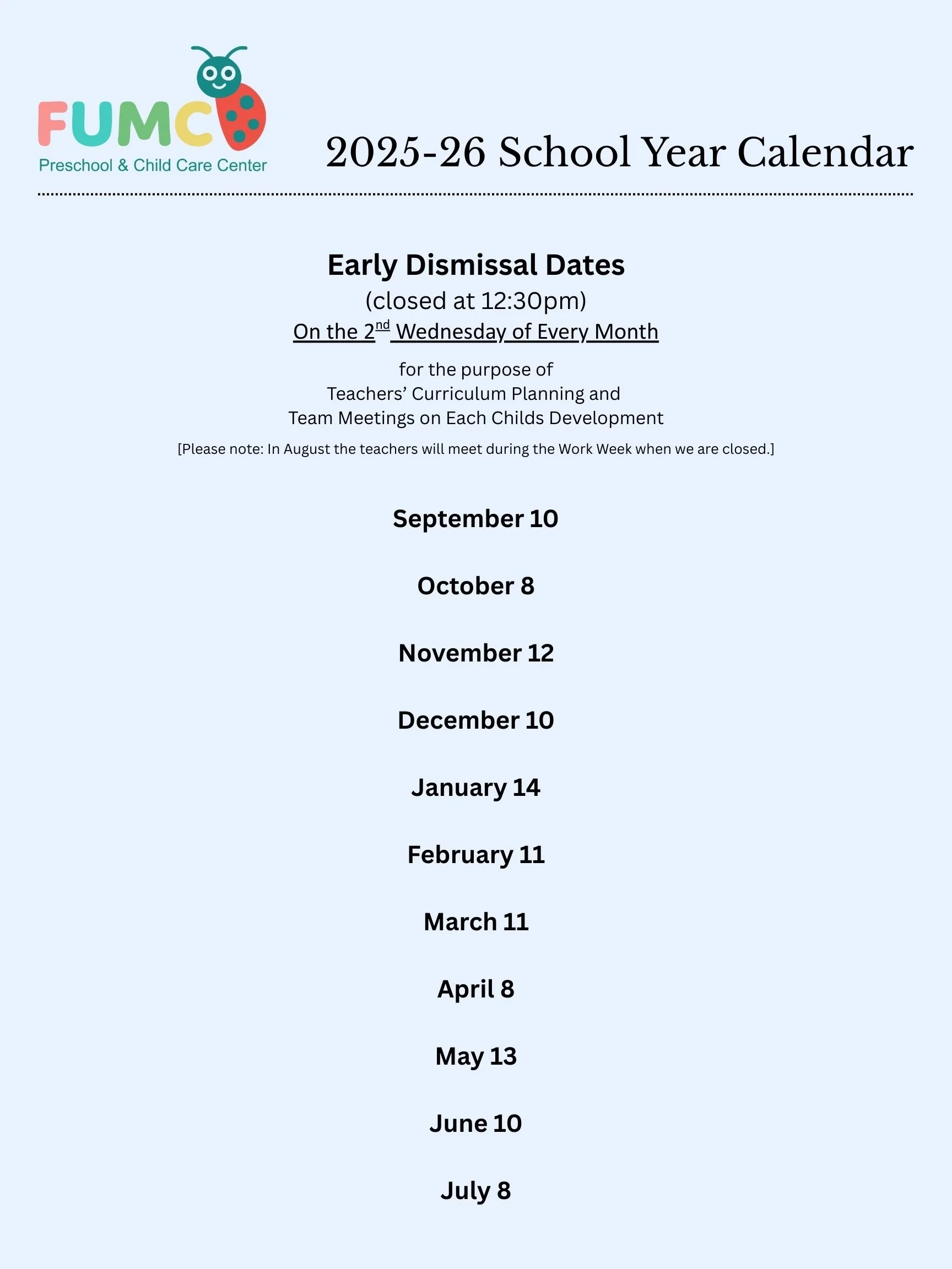 Early Dismissal Dates
