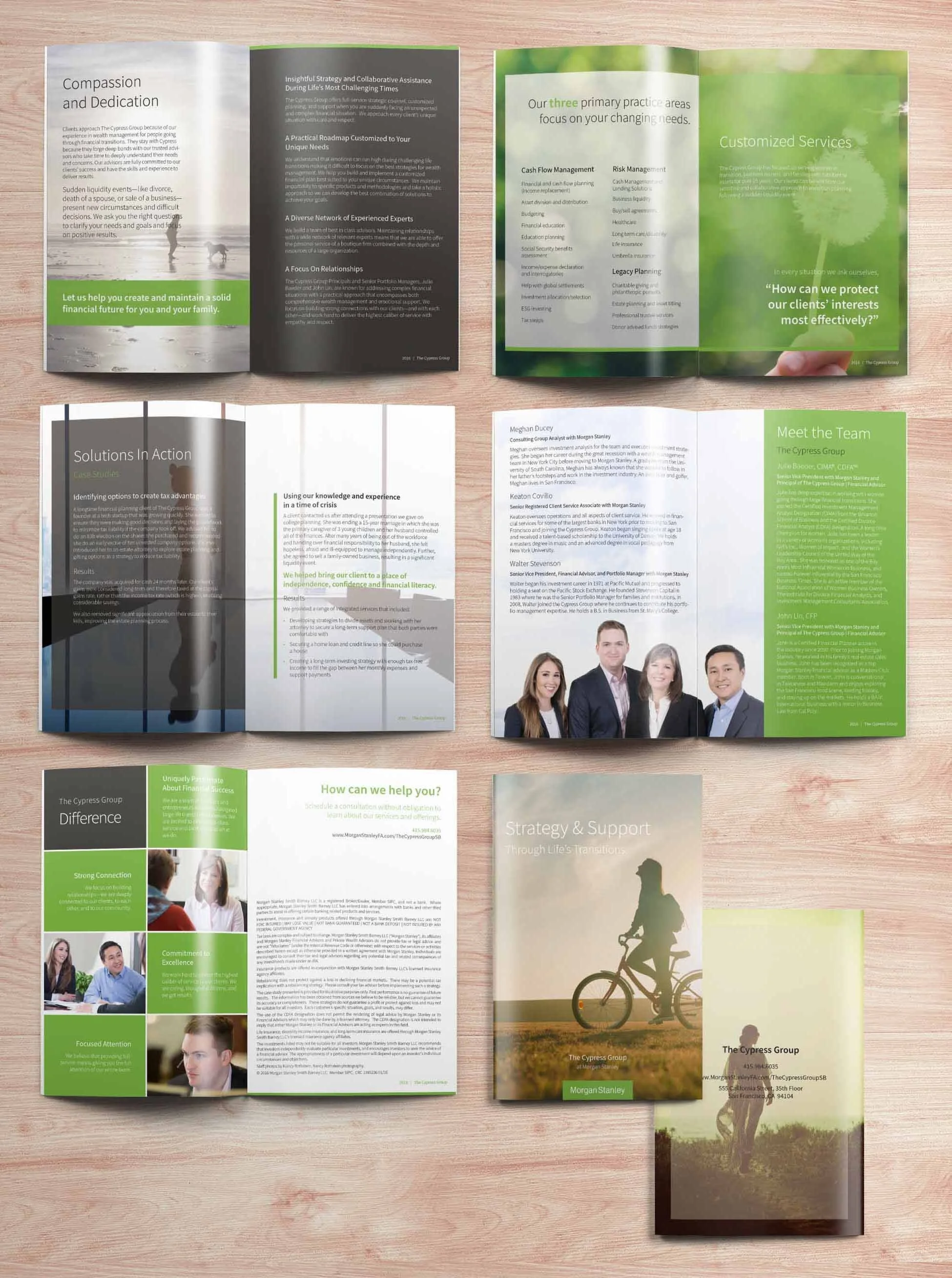 Picture that shows the panels from a printed brochure for Cypress Group at Morgan Stanley