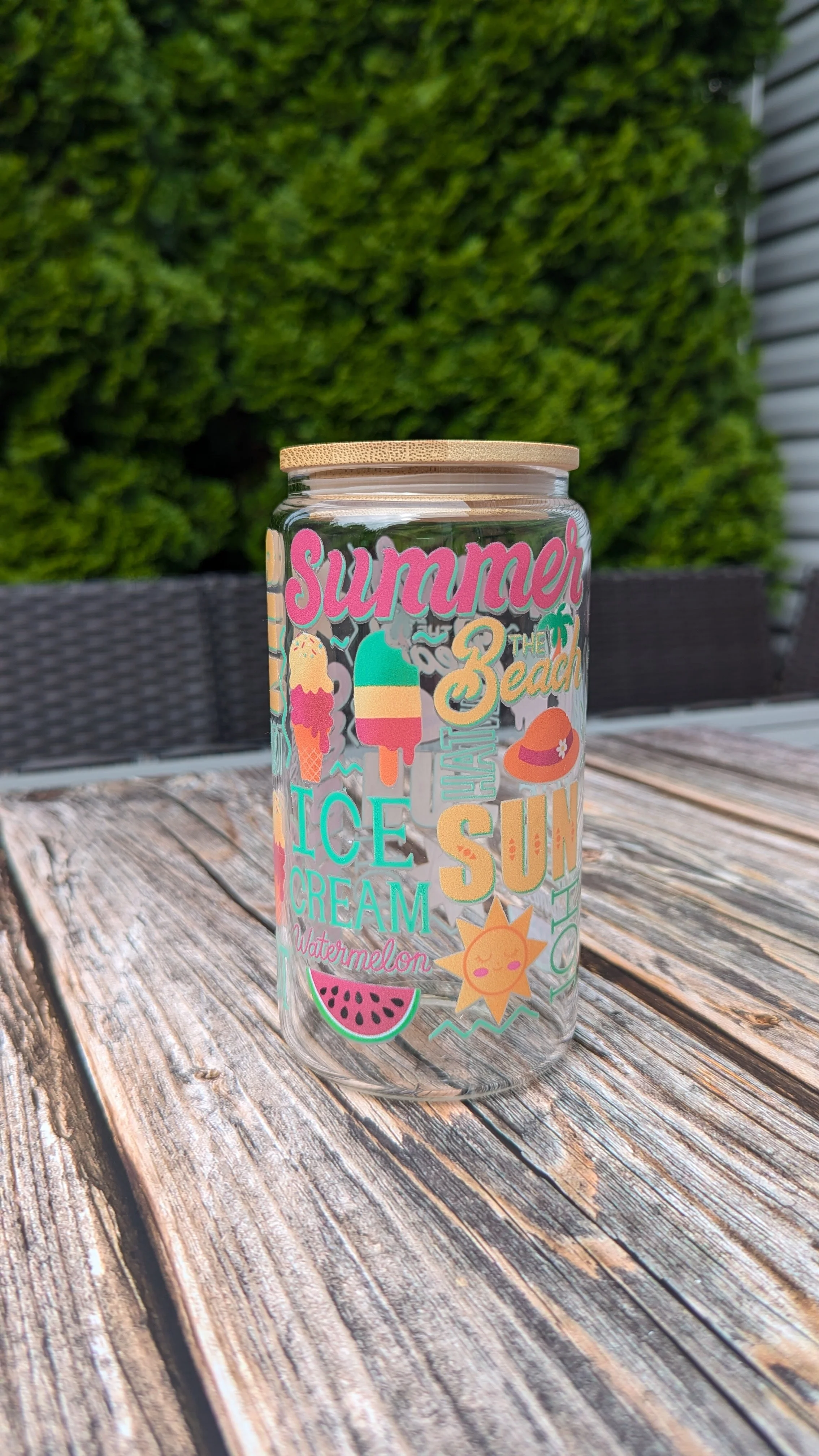 16 oz Summer Clear Glass Can