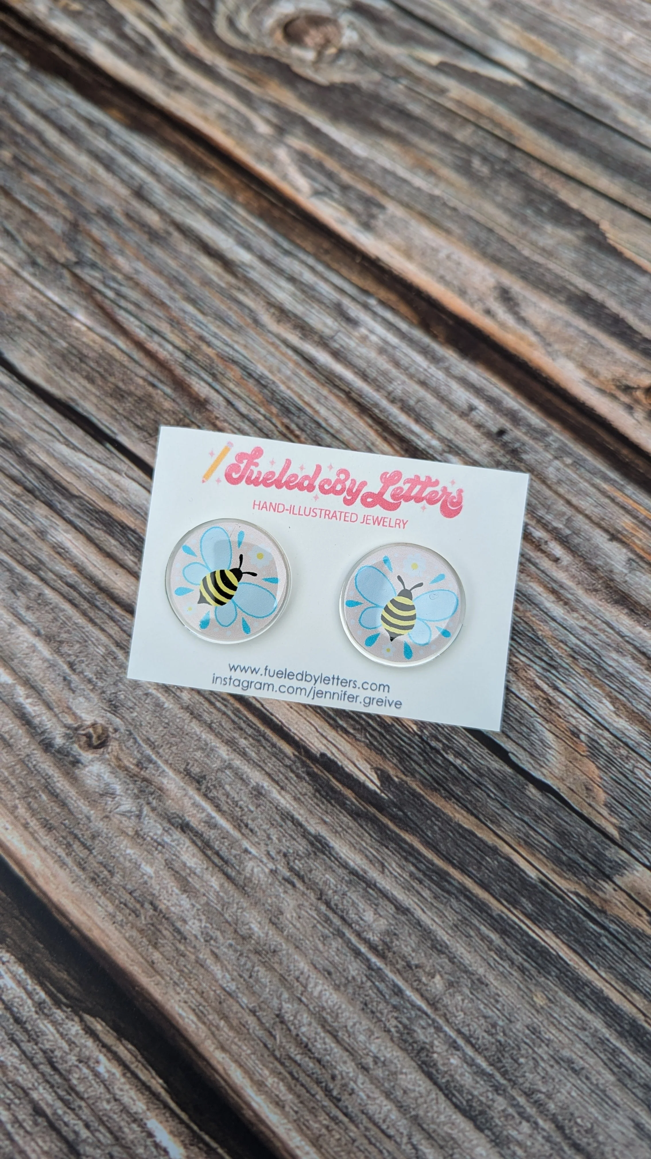 Acrylic Bee Stud Earrings