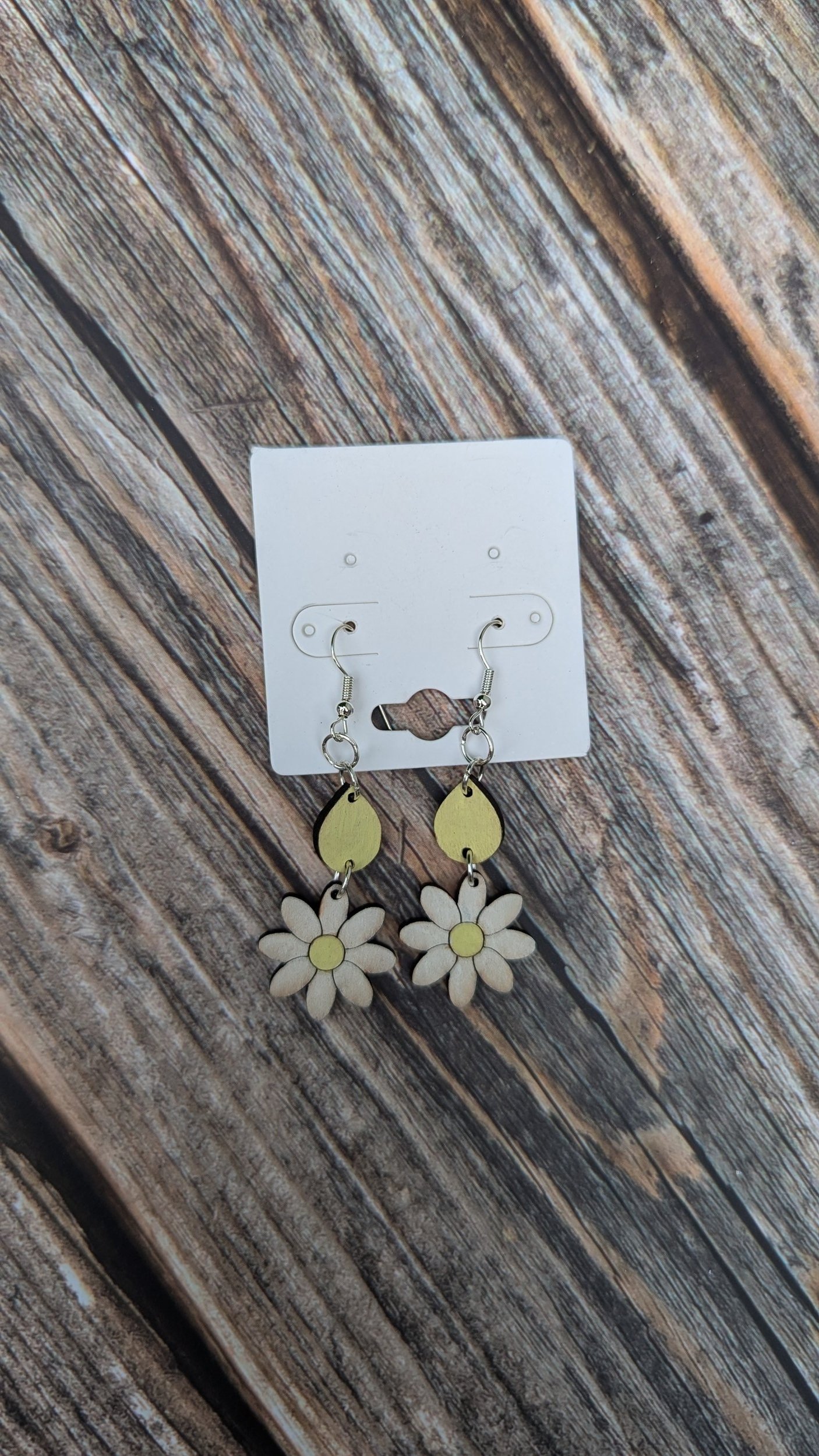 Daisy Drop Woodcut Earrings