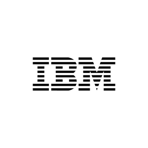 IBM-logotyp i svart och vitt.