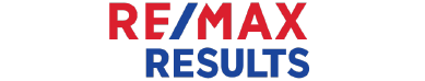 RE/MAX Results logo with red and blue text on a black background.