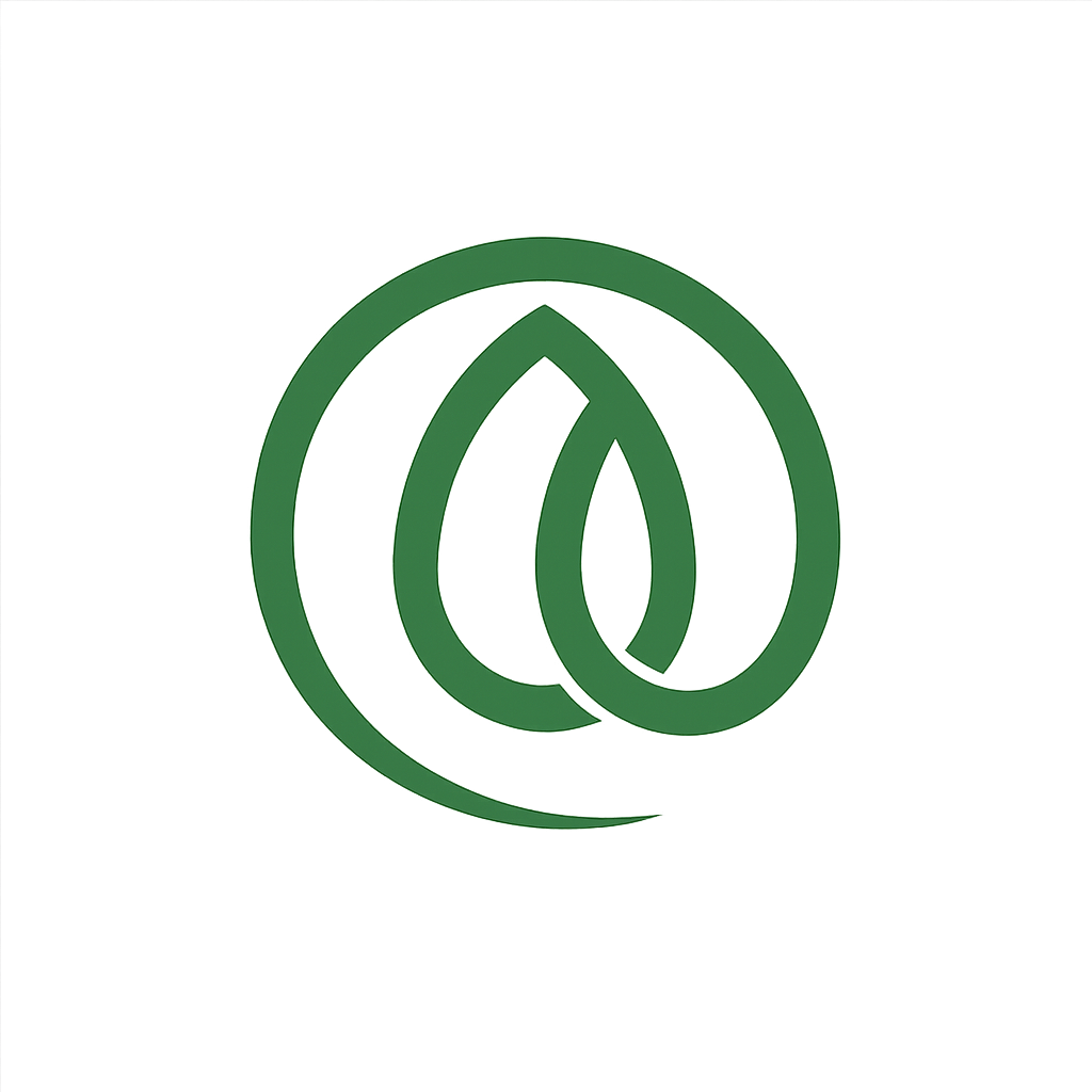 Green logo with a teardrop shape inside an open circle, with the text "Eco-Friendly" underneath, on a black background.