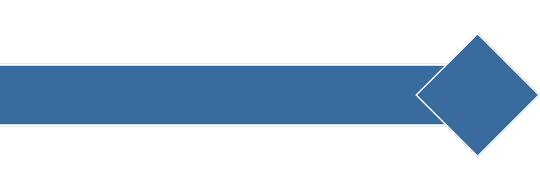 A blue horizontal arrow pointing to the right with a diamond shape on the right end.