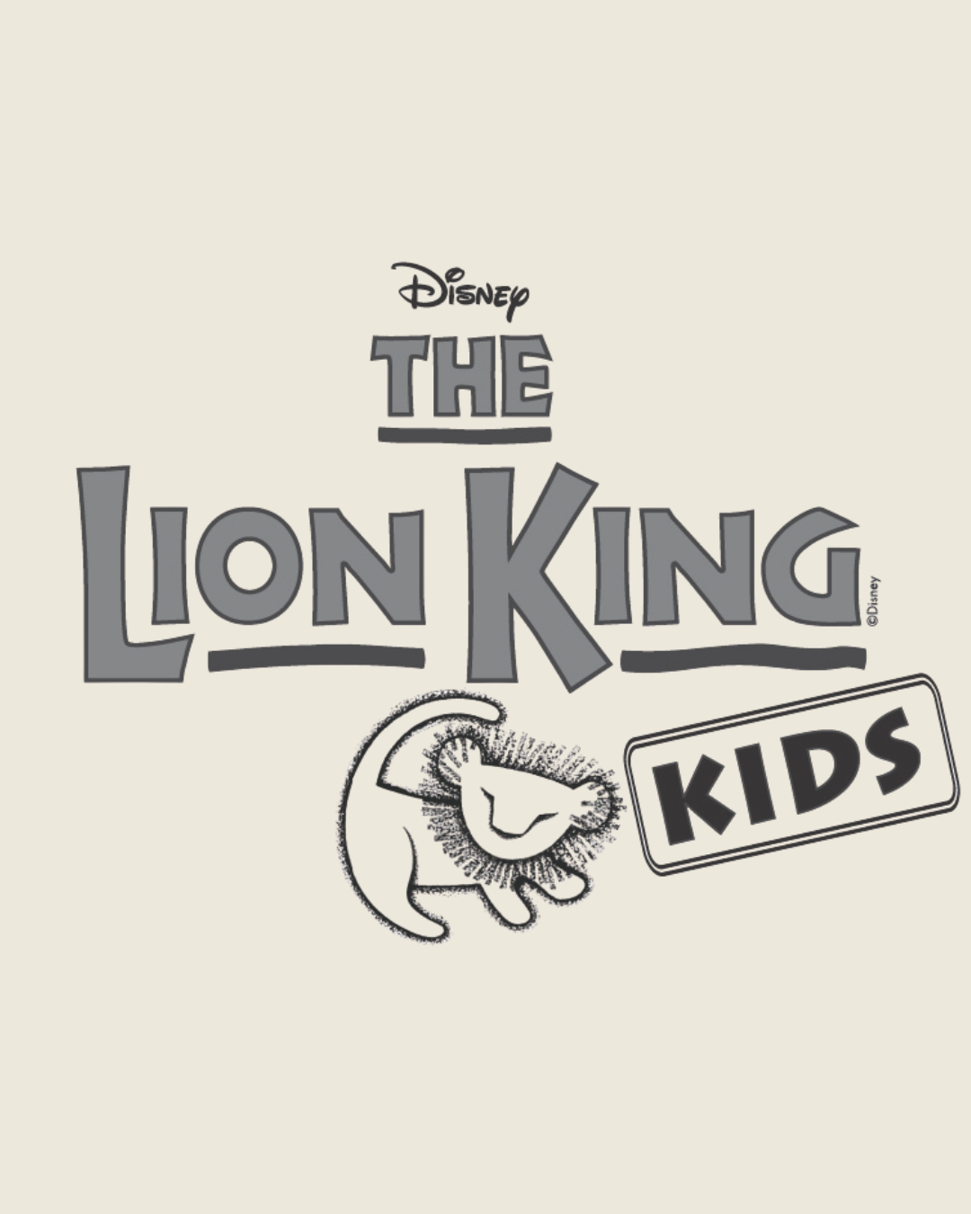 Logo for Disney's The Lion King Kids, featuring stylized text and an illustration of a lion cub.