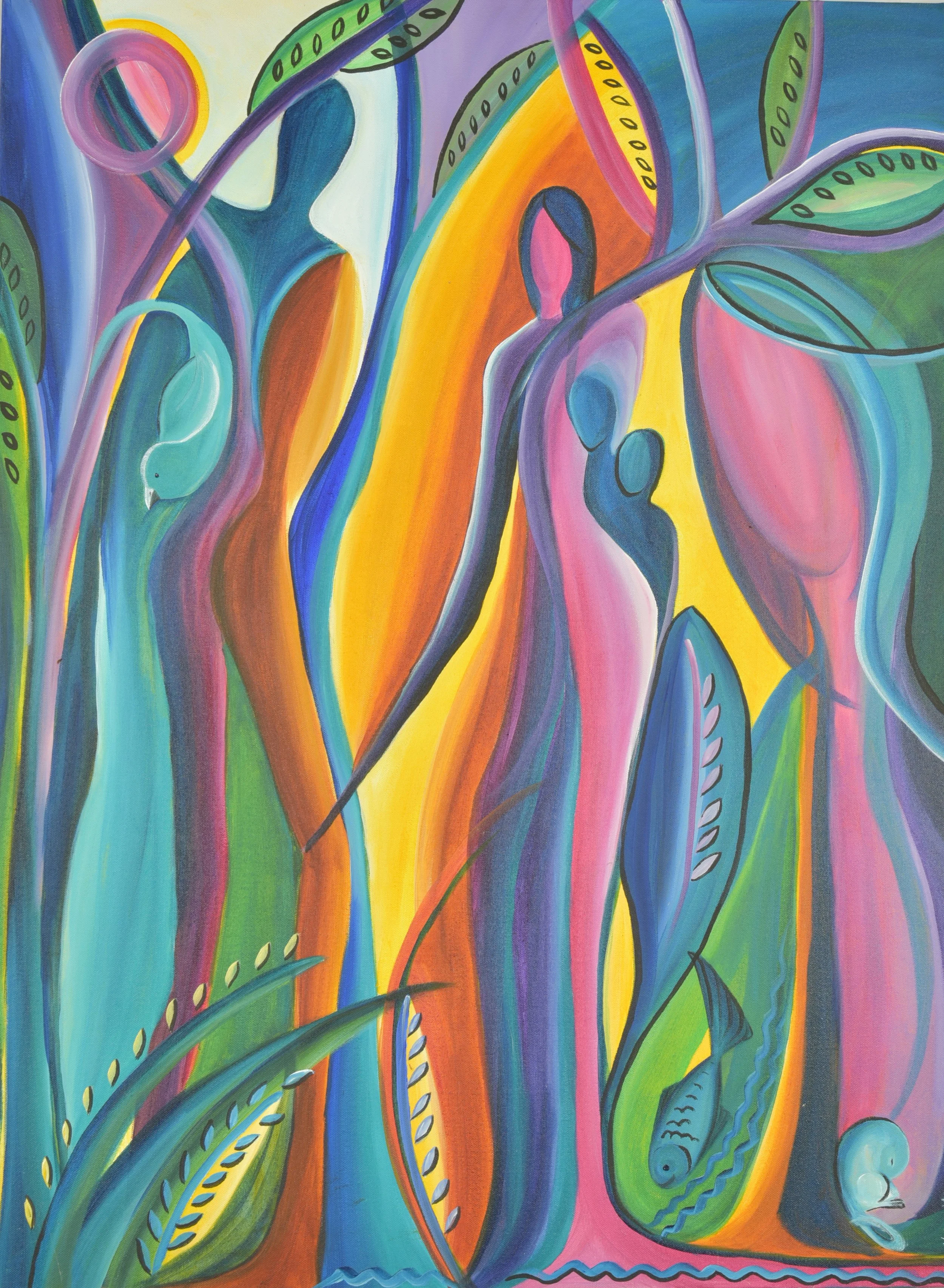 Under One Breath
Acrylic - 30 X40
$3600

A quiet reflection on the living bond between Mother Earth humanity and the animal world. Following lines move through every form, dissolving separation and revealing the unseen unity that holds us all.

 Root