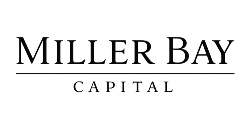 Black and white logo with the text "Miller Bay Capital" in large font, with a horizontal line underneath and the word "Capital" below.