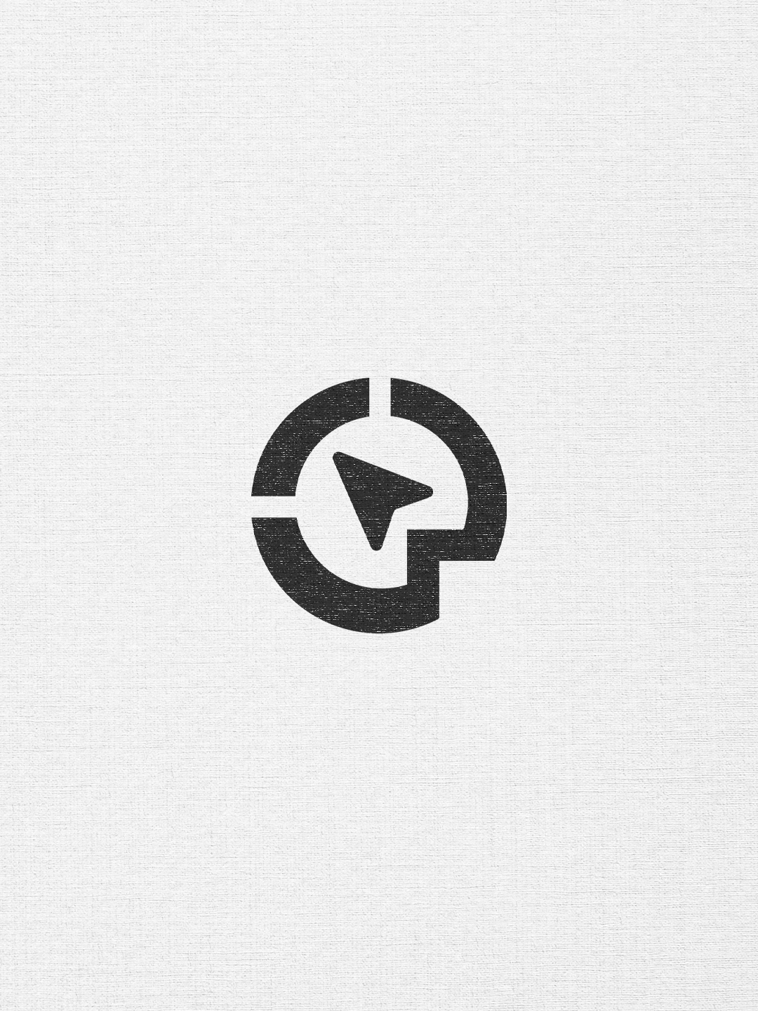 Black clock icon on a white background