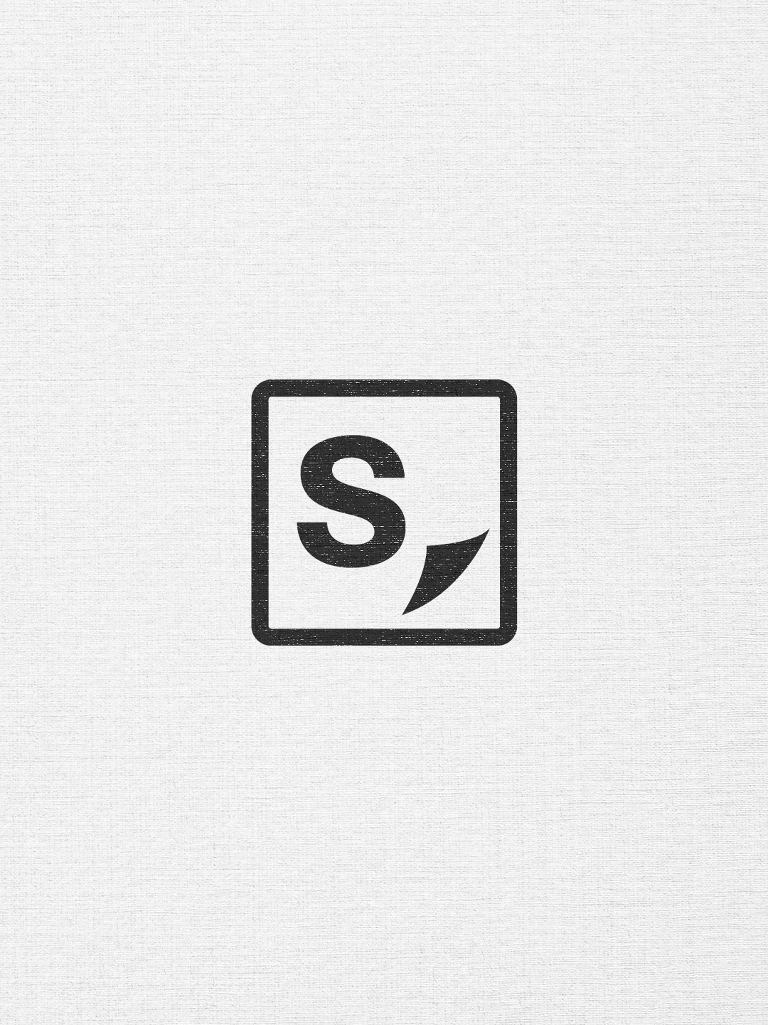 Skype logo, a square with an 'S' and a curved line resembling a speech bubble.