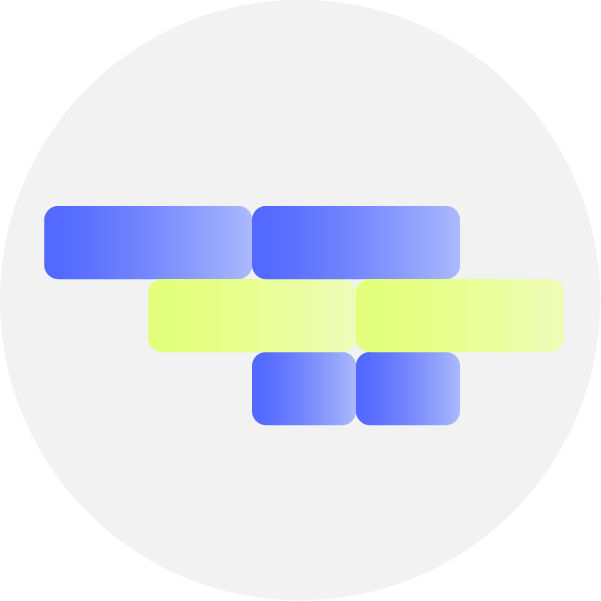 Abstract graphic design with blue and yellow rectangular shapes on a white and black background.