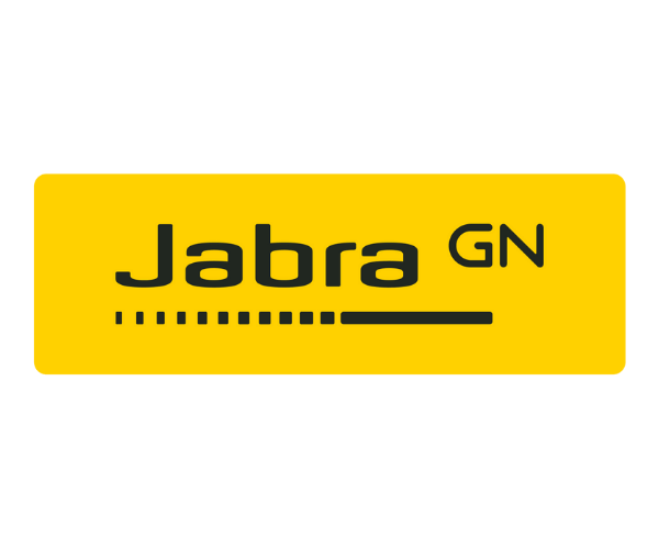 Yellow Jabra GN logo on a yellow background.