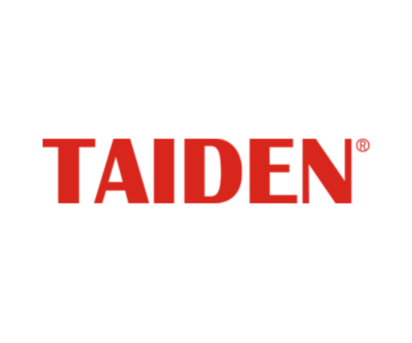 TAIDEN logo with red text on a black background.