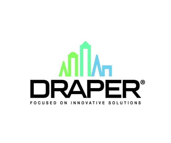 Logo with colorful abstract city skyline above the text 'DRAFTER' and tagline 'FORGING INNOVATIVE SOLUTIONS'
