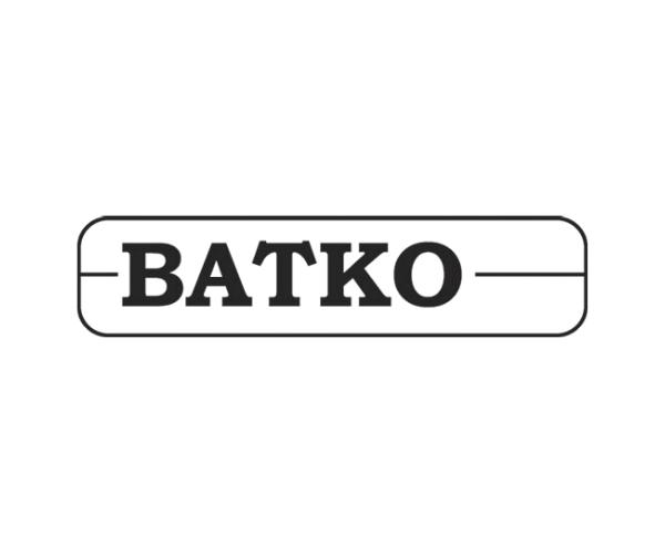 A black background with a logo that says 'BATKO' in bold letters inside a rectangle with rounded edges.