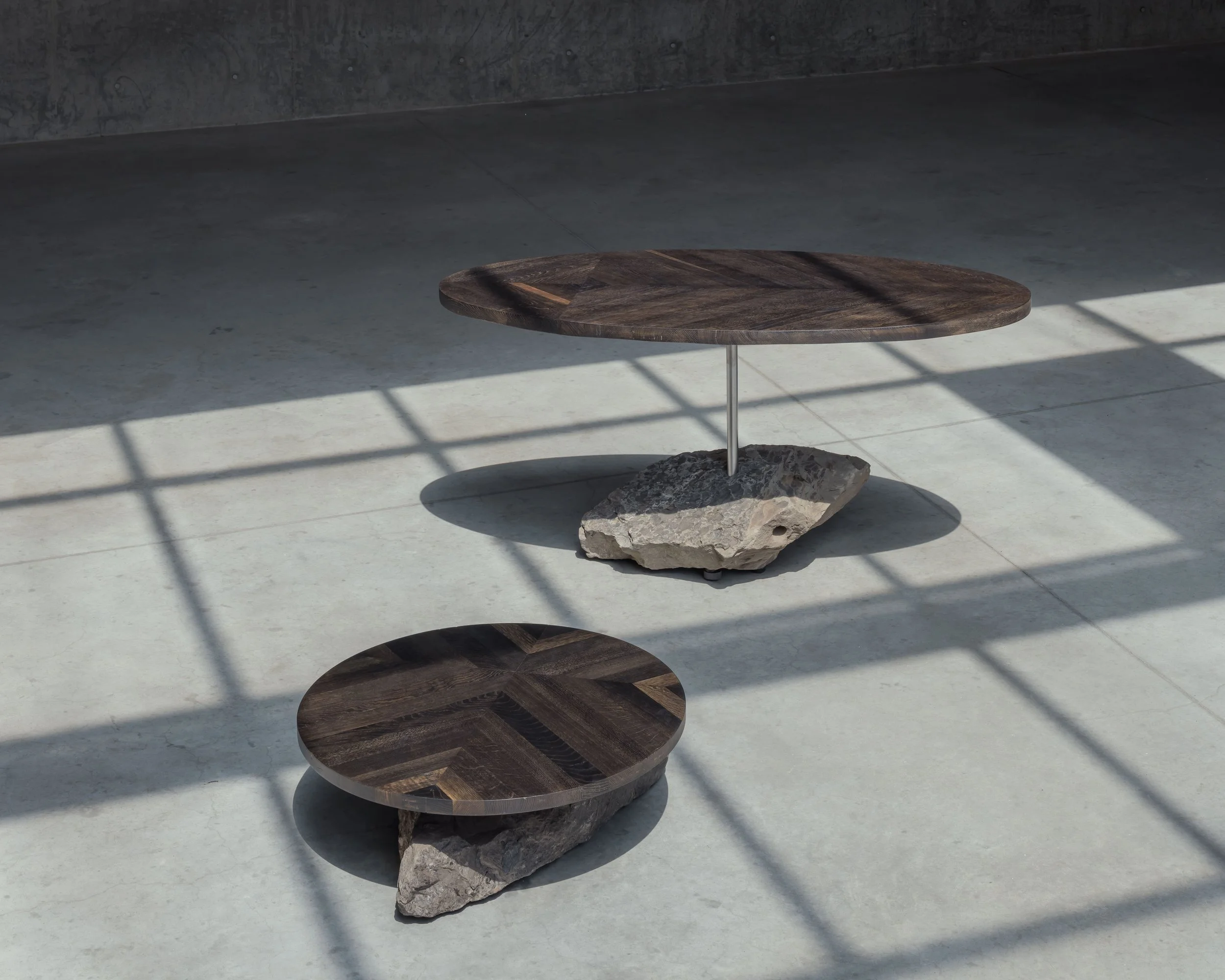 The sculptural collection, named "Zwart Goud," features a stone sourced from the coal mine of Houthalen, the birthplace of designer Dries Truyers.

The mine stone symbolizes the history of the coal mining industry and its consequences
