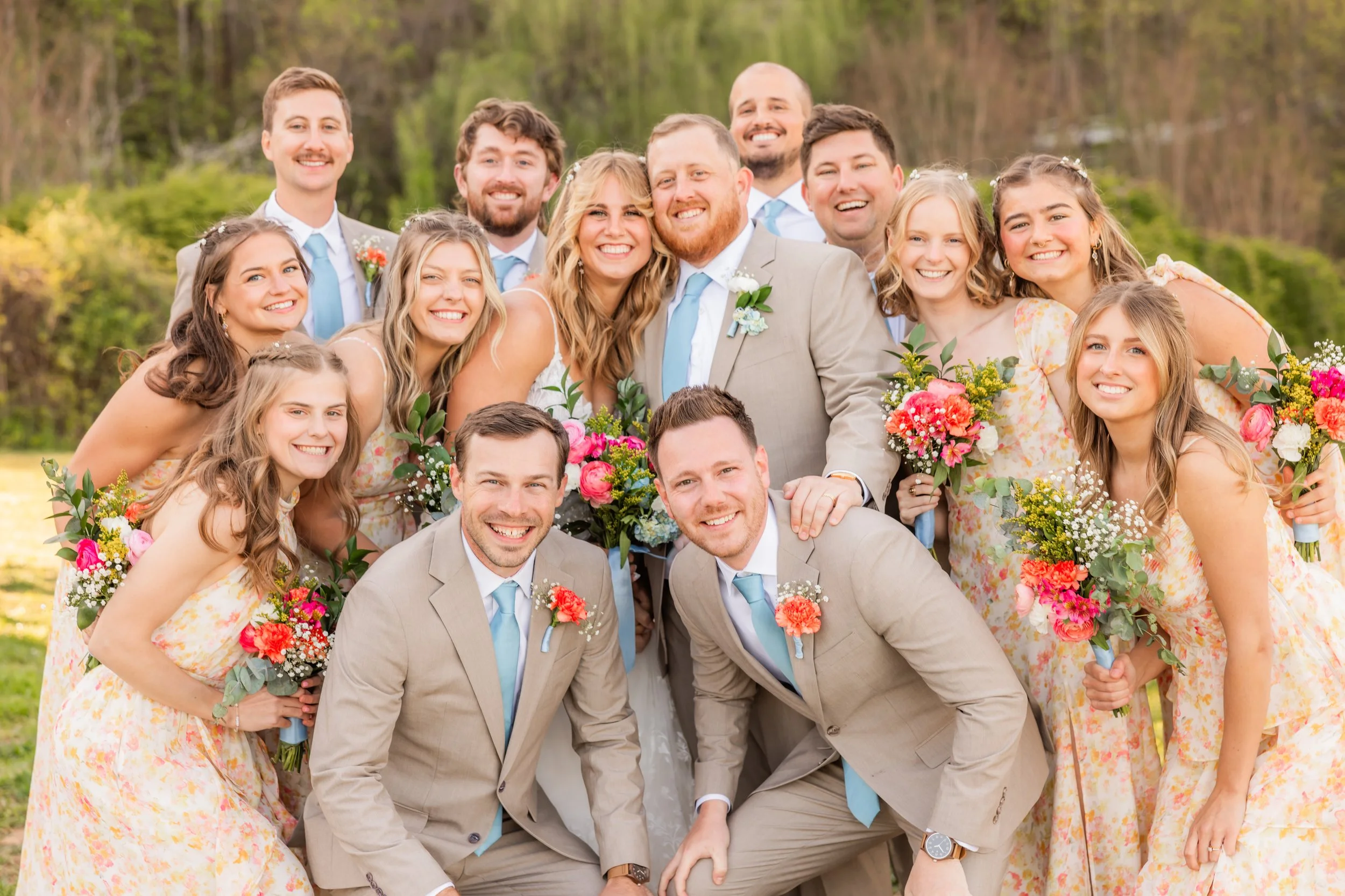 Wedding party having fun at a wedding in Chattanooga, TN.