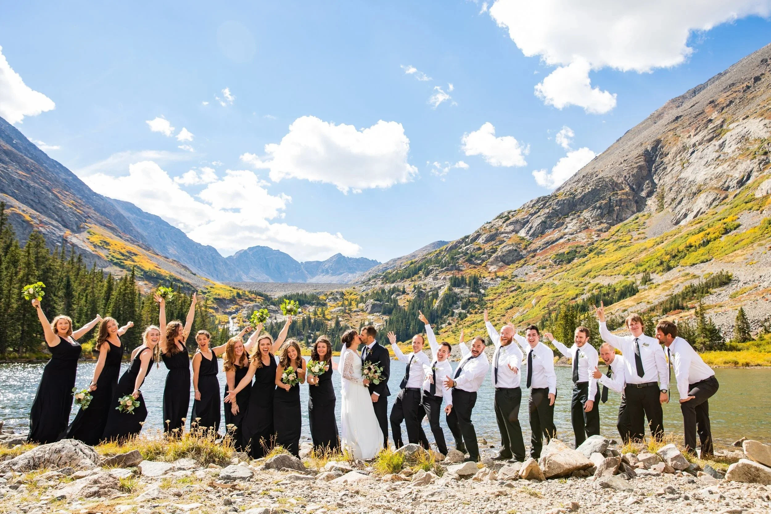 Laurie’s customers, Larissa and Emmett, just married walking off the aisle together.