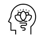 Outline of a person's head with a light bulb inside, representing ideas or creativity.
