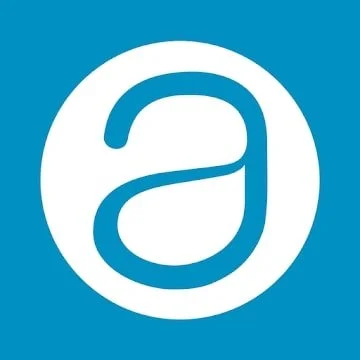 Amazon logo with a white lowercase 'a' inside a white circle on a blue background.