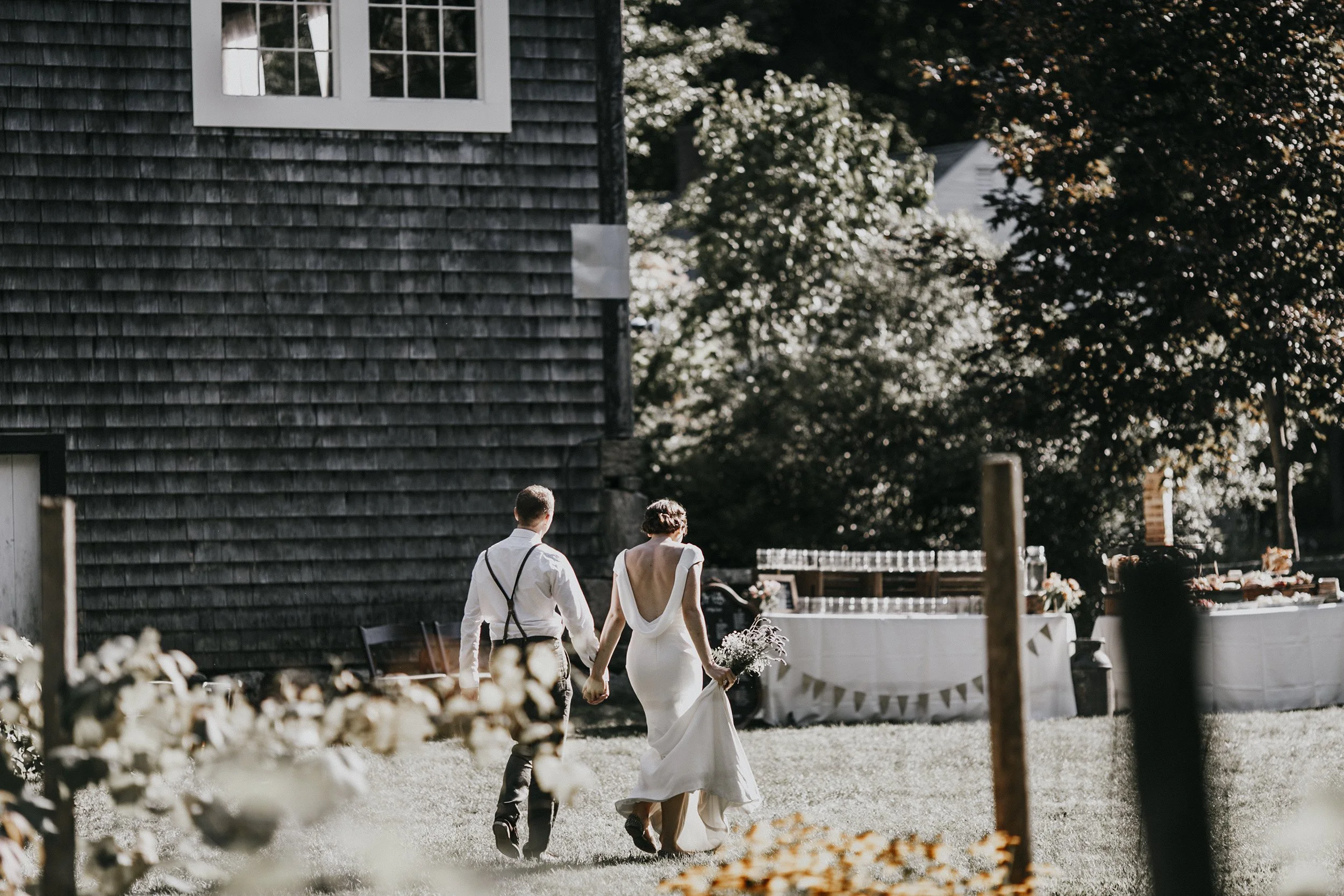 A bride and groom at Josias River Farm