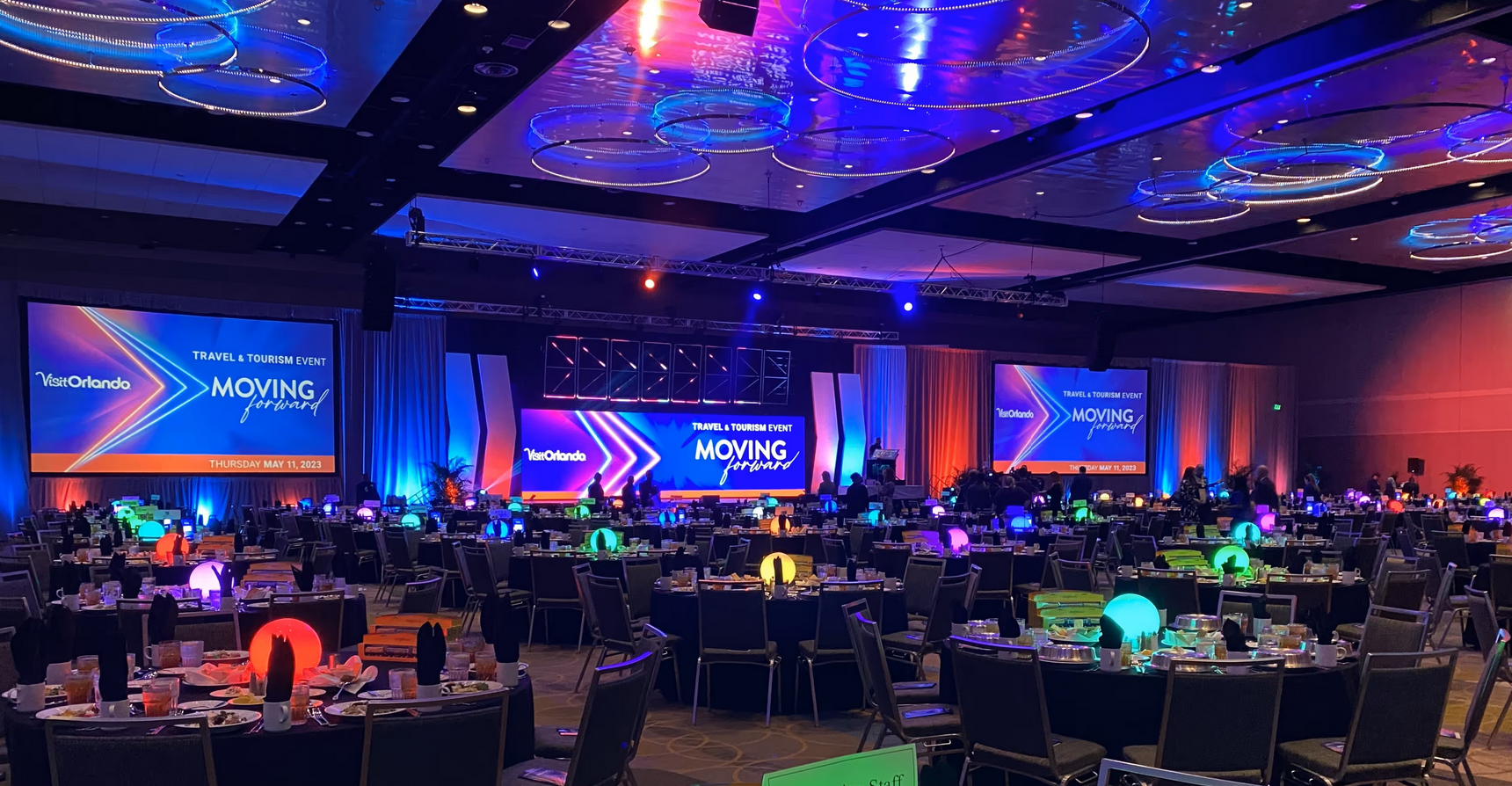 corporate event lighting design Orlando conference stage