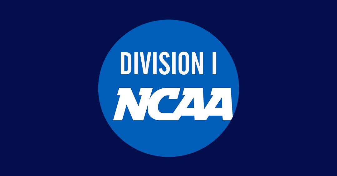 NCAA Division I logo with a blue circle on a dark blue background.