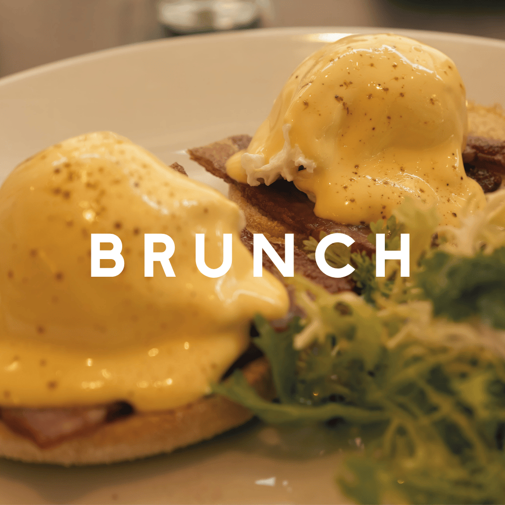 Brunch dishes and coffee at Brasserie Quartier Durham.