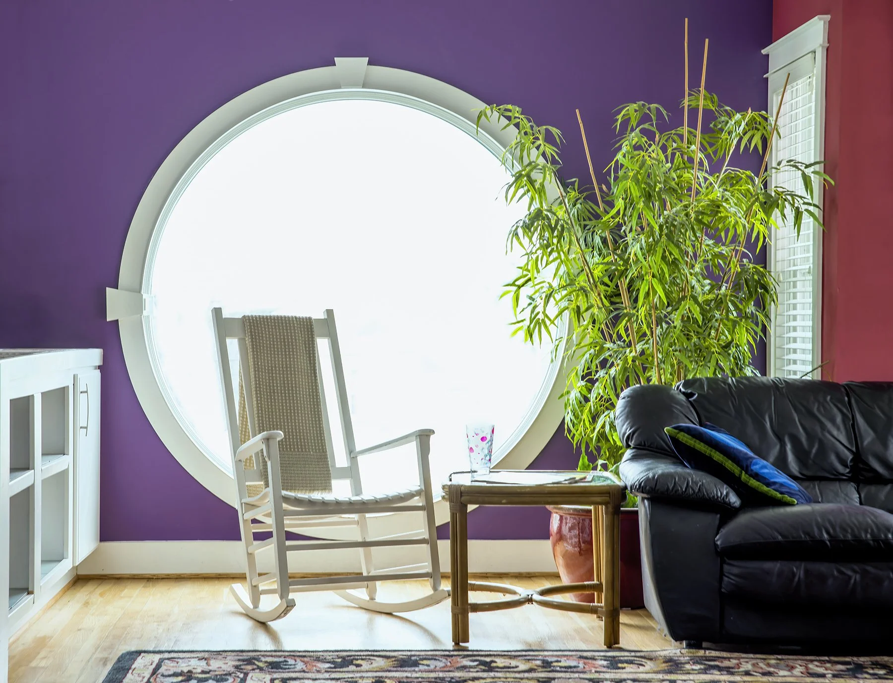 Reading nook with a view at a Fennwick Island resort home.